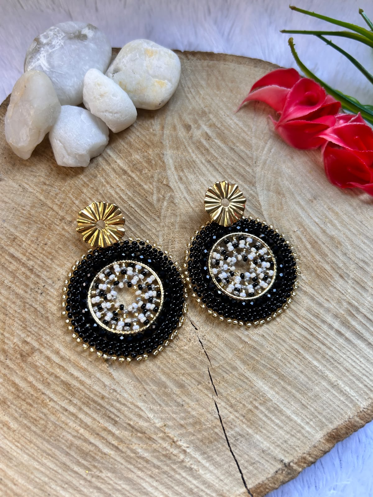 Aretes Ébano Dorado